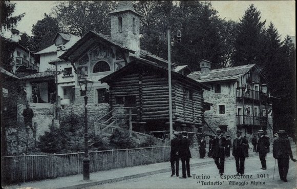 Postcard Torino Piemonte, Exhibition, Alpine Village, Hütte