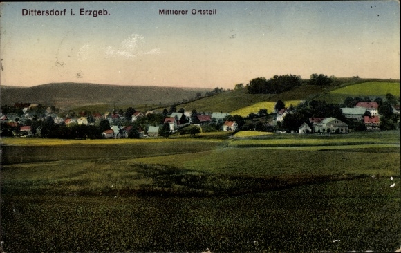 Postcard Dittersdorf in the Ore Mountains, middle district