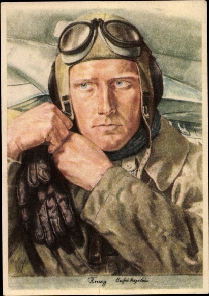 Artist PC Willrich, Wolfgang, reconnaissance pilot, Luftwaffe, portrait, II. WW, VDA E 29