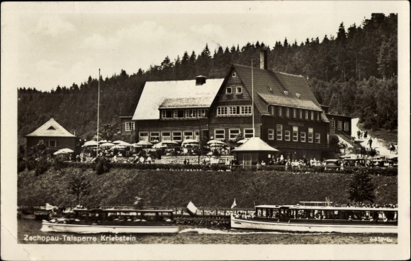 Ak Kriebstein Mittelsachsen, Zschopau Talsperre, Salondampfer, Gaststätte