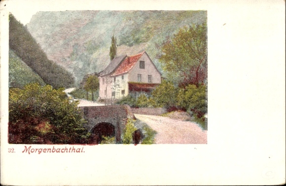 Postcard Trechtingshausen b. Bingen, Morgenbachthal, Street, House
