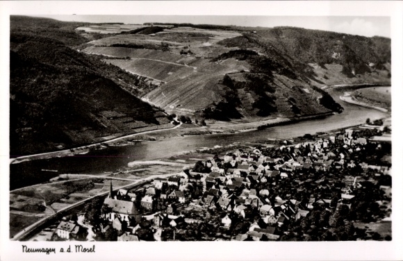 Postcard Neumagen on the Moselle, aerial photograph