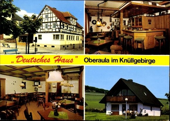 Postcard Oberaula in Hesse, Knüllgebirge, German House, bar, dining room, half-timbered house
