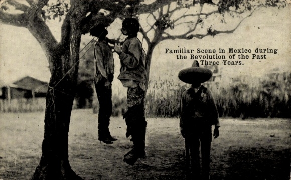 Photo Postcard Mexico, revolution, hanged men, execution