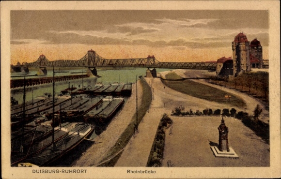 KP Ruhrort Duisburg w Zagłębiu Ruhry, most na Renie