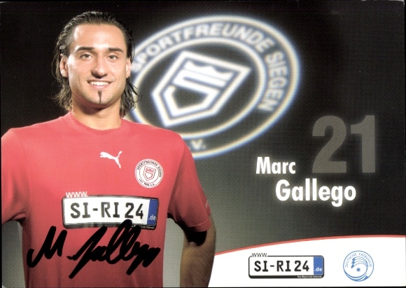Autograph card footballer Marc Gallego, Sportfreunde Siegen, autograph