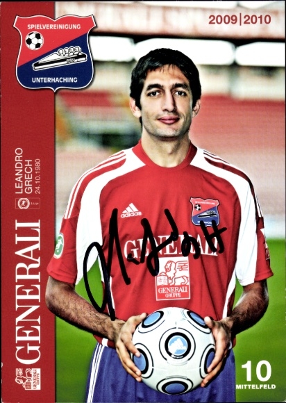 Autograph card footballer Leandro Grech, SpVgg Unterhaching, autograph