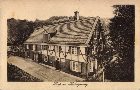Postcard Krebsöge Radevormwald Oberbergischer Kreis, Restaurant Krebsögersteeg, owner Otto Lange