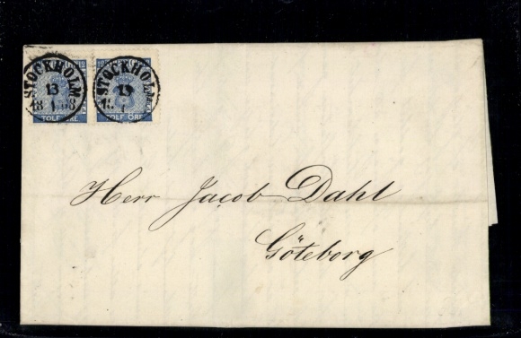 Michel No. 8 (2) "Stockholm 1868", complete folded letter