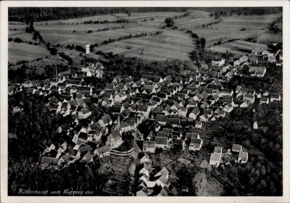 Postcard Hüffenhardt in Baden, aerial photograph