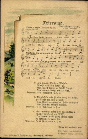 30 individual song cards, Anton Günther
