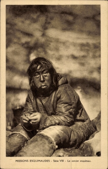 Ak Missions Eskimos, Der Eskimo-Zauberer