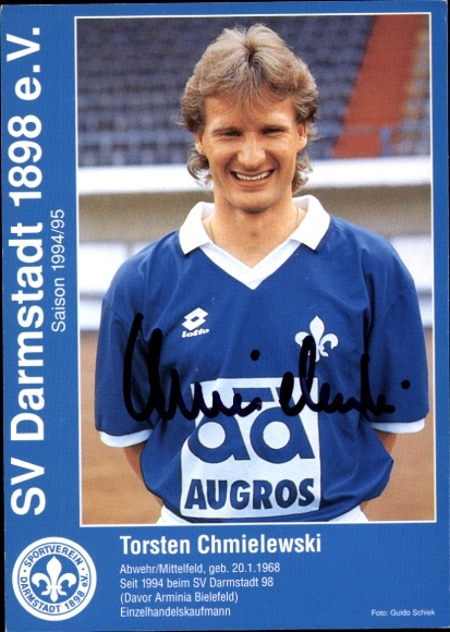 Autogrammkarte Fußballer Torsten Chmielewski, SV Darmstadt 98, Autogramm