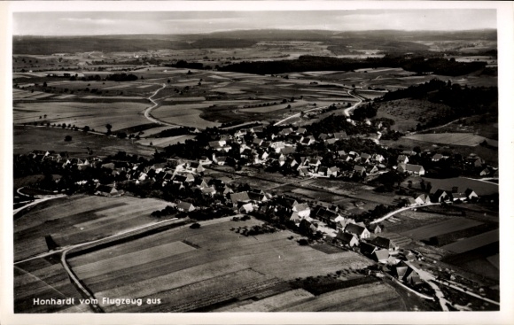 Postcard Honhardt Frankenhardt in Württemberg, aerial view of villages, fields