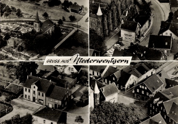 Ak Niederwenigern Hattingen an der Ruhr, Teilansichten, Kirche, Luftbild