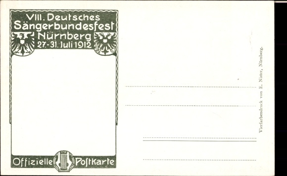Coat of arms artist PC Schmidt, C., Nuremberg, 50th anniversary of the German Singers&#39; Association 1912, Singers&#39; Association Festival