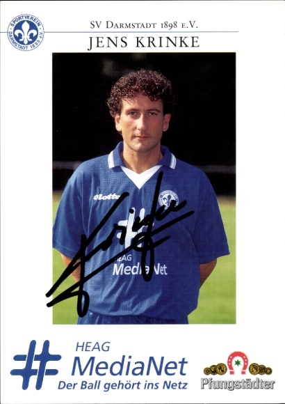 Autogrammkarte Fußballer Jens Krinke, SV Darmstadt 98, Autogramm