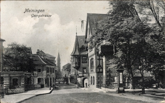 KP Meiningen w Turyngii, Georgstrasse w architekturze, scena uliczna