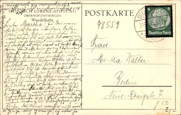 Postcard Oberhof in the Thuringian Forest, Heinrich Lorenz Foundation, Wandelhalle