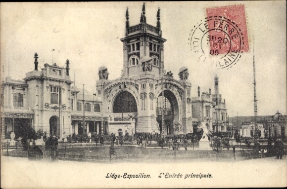 Postcard Liège Liège Wallonia, World Exhibition, main entrance