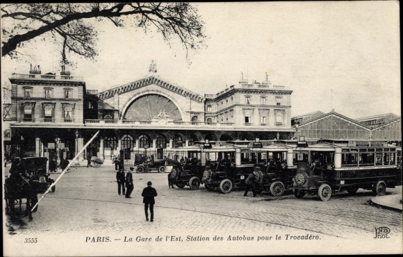 Postcard Paris X, Gare de l&#39;Est, Bus Station for the Trocadero