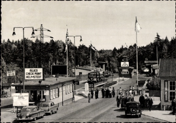 Postcard Helmstedt in Lower Saxony, zone border, motorway checkpoint, Allied Check Point