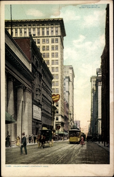 Briefkaart Cincinnati Ohio de VS, Vierde Straat
