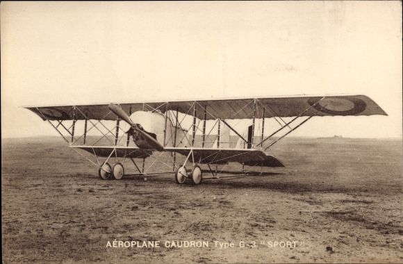 Postcard French military aircraft Caudron G3 Sport