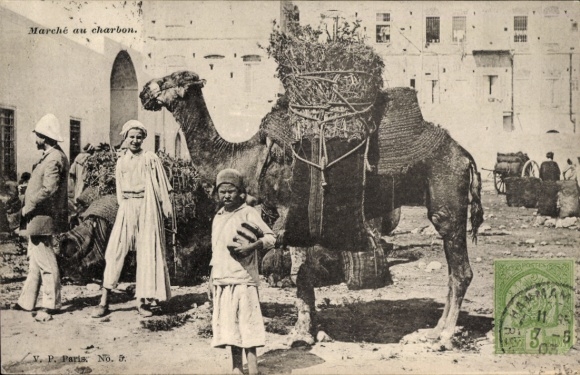 Postcard Maghreb, Arab, trader, camel