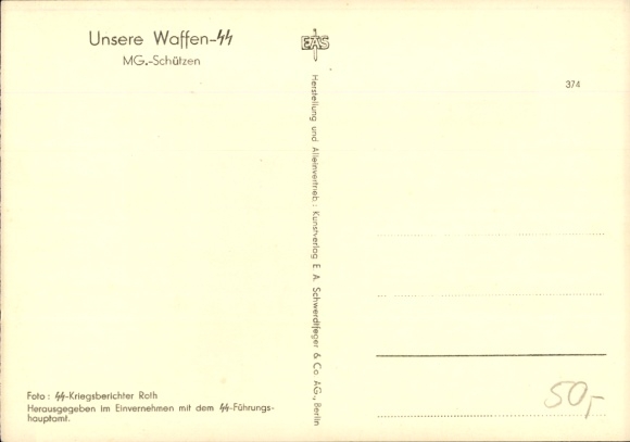 Postcard Waffen-SS, MG riflemen, machine gun in position