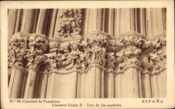 Postcard Pamplona Navarra, Cathedral, Cloister, Cruciate and One of the Chapters