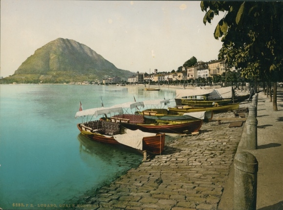 Photo Lugano Kanton Tessin Schweiz, Quai and Monte Salvatore