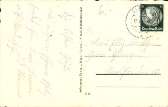 Postcard Clausen in der Pfalz, general view, Kreuzberg Chapel