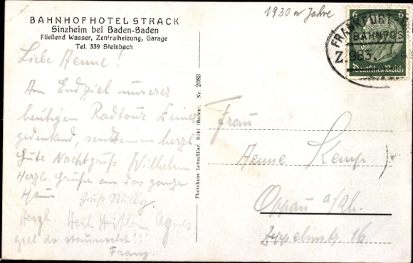 PC Sinzheim in Baden, Bahnhofhotel Strack