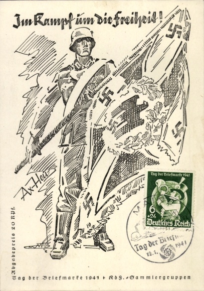 Künstler Ak Axster Heudtlaß, Im Kampf um die Freiheit, Tag der Briefmarke 1941, KdF