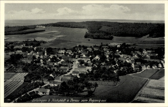 Postcard Lutzingen near Höchstadt on the Danube, aerial photograph