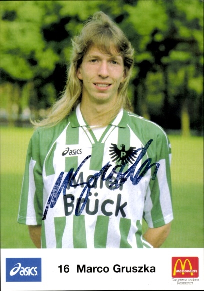 Autogrammkarte Fußballer Marco Gruszka, Preußen Münster, Autogramm