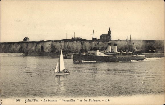 Ak Dieppe Seine Maritime, stoomschip Versailles, Zuidelijke Spoorweg