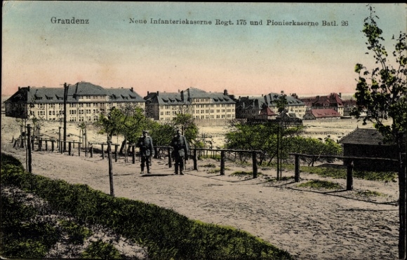 Postcard Grudziądz Graudenz West Prussia, New Infantry Barracks Regiment 175, Pioneer Barracks Batl. 26