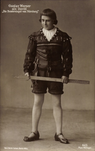 Ak Operazanger Gustav Werner als David, De Meesterzangers van Neurenberg, Richard Wagner