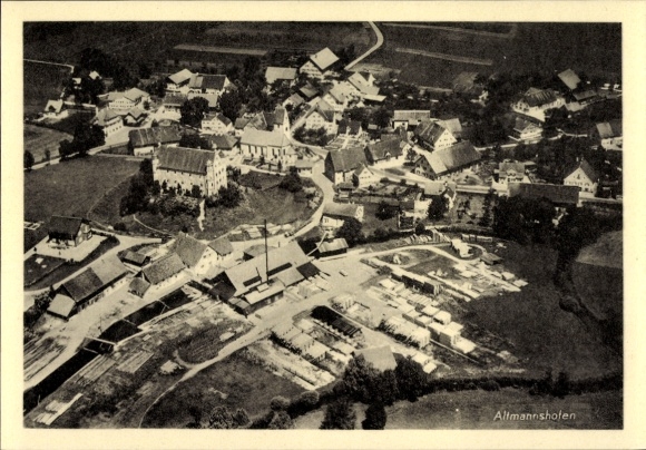 Postcard Altmannshofen Aichstetten in Allgäu Württemberg, aerial photograph
