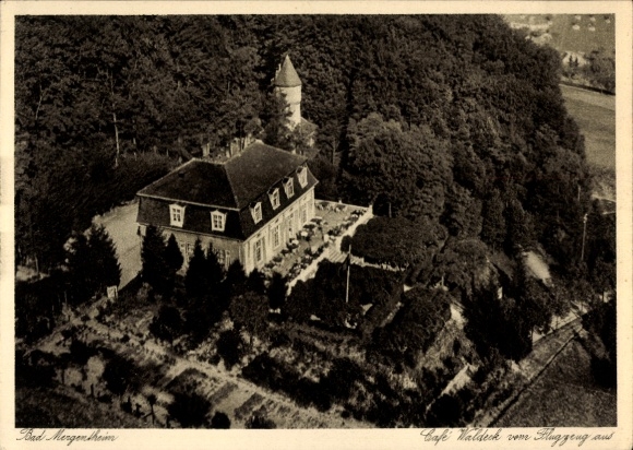 Postcard Bad Mergentheim in Tauberfranken, aerial photograph, Cafe Waldeck