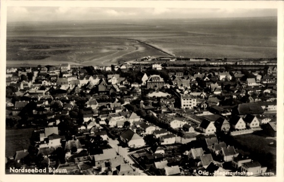 Ak Noordzeebadplaats Büsum, luchtfoto