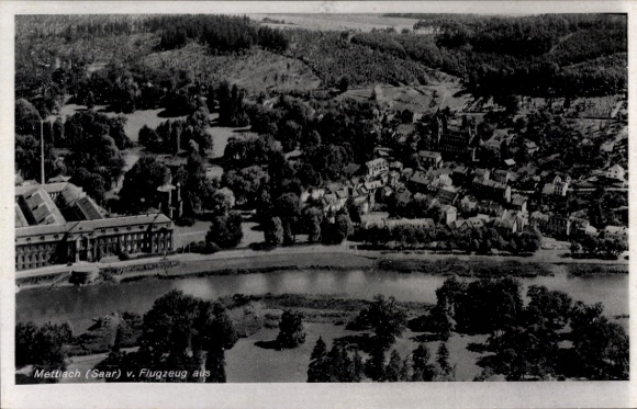 Postcard Mettlach in Saarland, aerial photograph