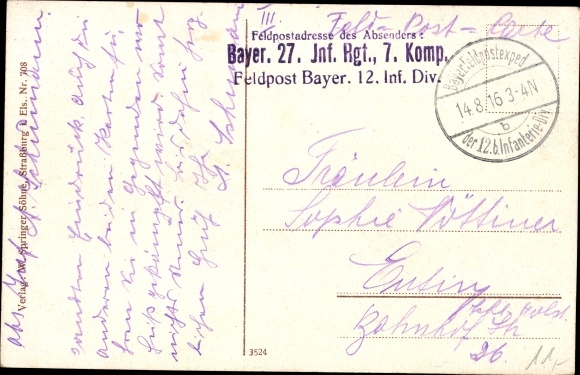 Postcard Haut Rhin, St. Didierhöhe, German French border between Markirch and St. Die