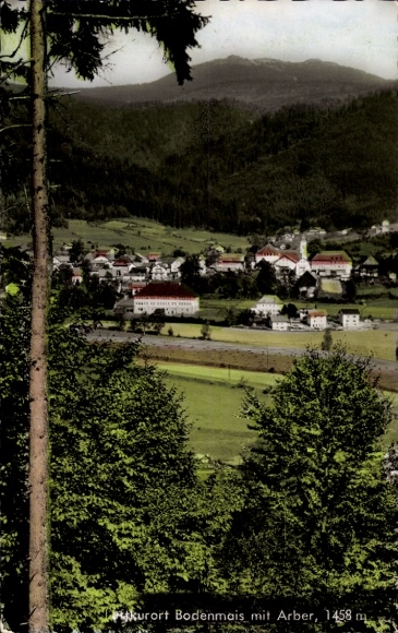 Ak Bodenmais in Niederbayern, Kurort  Arber, 1458 m, grüne Landschaft, Berge, Gebäude