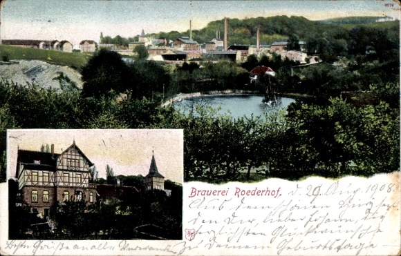 Postcard Röderhof Huy in the Harz, general view, brewery