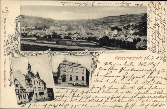 KP Großalmerode w dzielnicy Werra Meißner, panorama miasta, ratusz