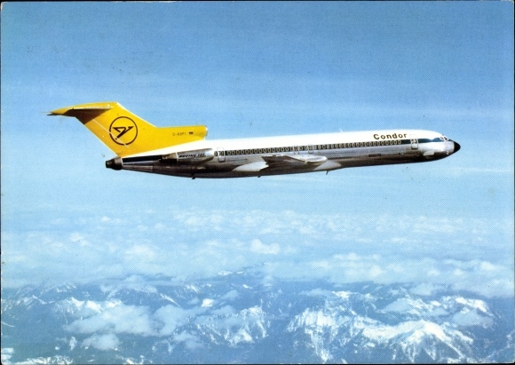 Postcard passenger plane Condor, Boeing 727 230 Europa Jet