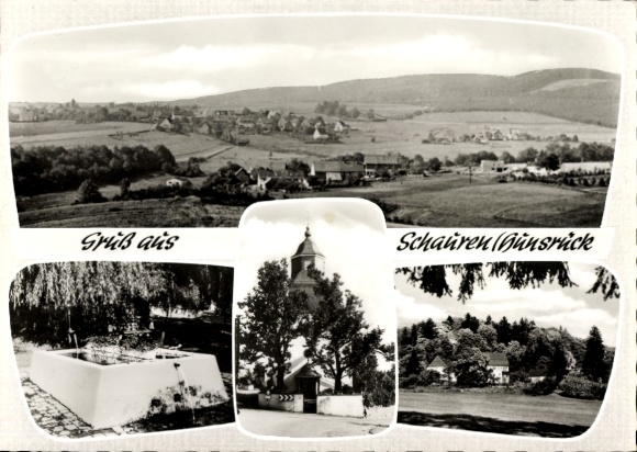 Postcard Schauren near Idar Oberstein in the Hunsrück, panorama, church